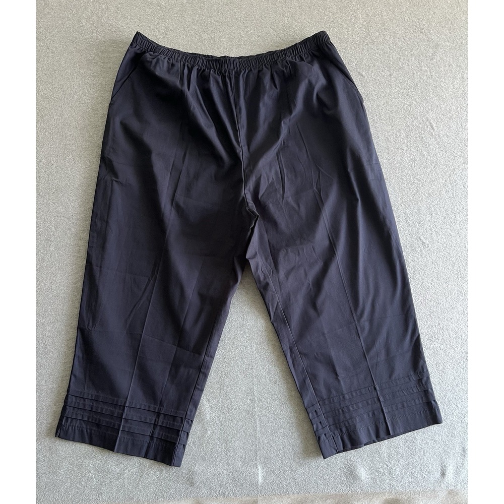 Blair Pull On Elastic Casual Pants XL Womens Blue Pockets High Rise Pleated Ankl